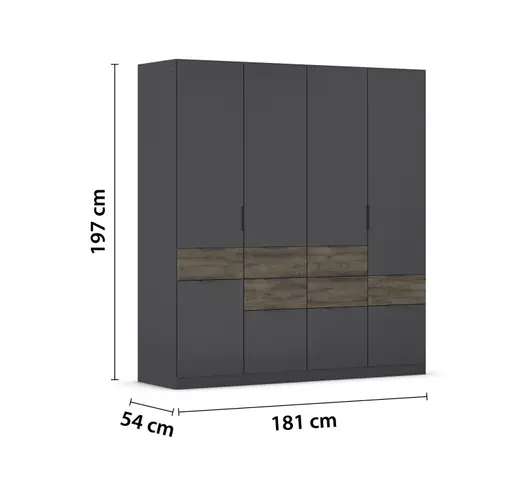 Drehtürenschrank RAAS- B ca. 181 cm, Dunkelgrau, Vintage