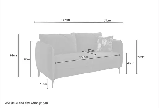 Sofa JERINA - 2,5-Sitzer, Stoff, Beige