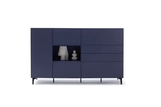 Highboard Casello - BHT ca. 199x122x48 cm, Lack Matt, Azurblau