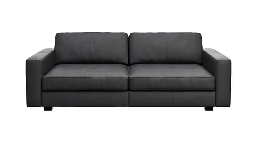 Sofa Aprino 2 - 3,5-Sitzer XXL, Dickleder, Schwarz, Armlehne Block schmal