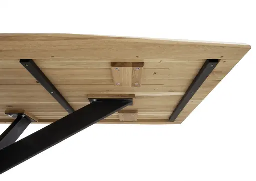 Esstisch - LB ca. 200x100 cm, Eiche massiv geölt, Wellenkante, Schwarz