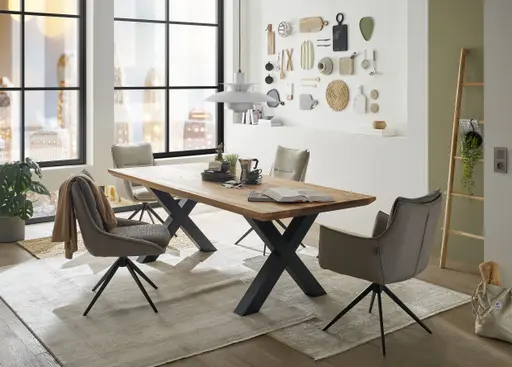 Stuhl MANDY - drehbar, Stoff, Graubeige