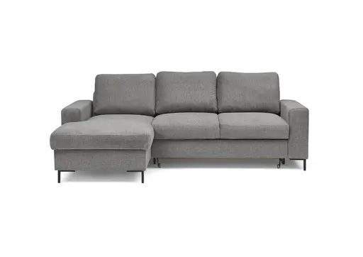 Ecksofa - Longchair links mit 2-Sitzer, Stoff, Grau