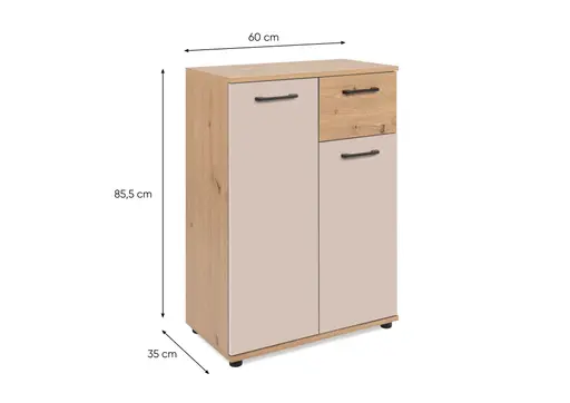 Kommode- B ca. 60 cm, Eiche Dekor, Beige