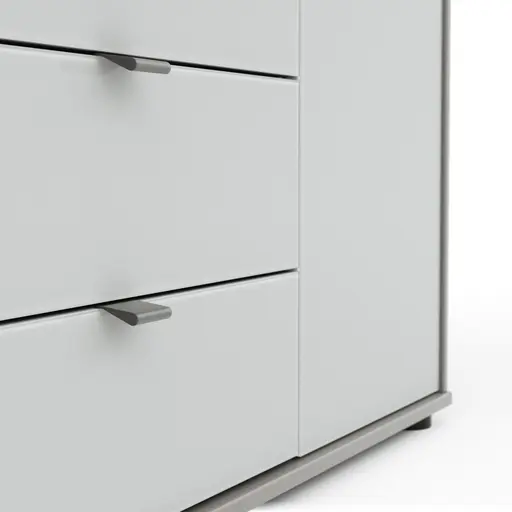 Kommode Marbella - Lack, Grau, Glas, Weiß