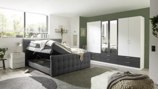 Boxspringbett - Liegefläche ca. 180x200 cm, Stoff, Dunkelgrau