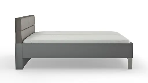 Bett Viana - Liegefläche ca. 180x200 cm, Holzwerkstoff Dunkelgrau, Kunstleder Anthrazit