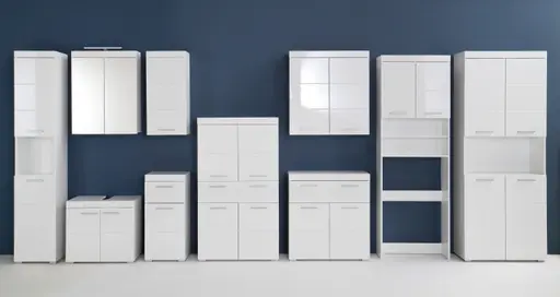 Highboard- B ca. 73 cm, Weiß, Weiß Hochglanz