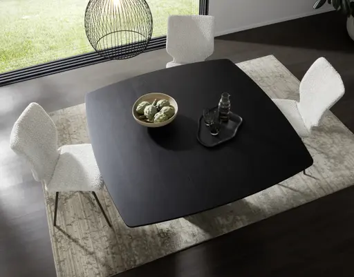 Esstisch Cono - LB ca. 140x140 cm, Eiche massiv, Schwarz