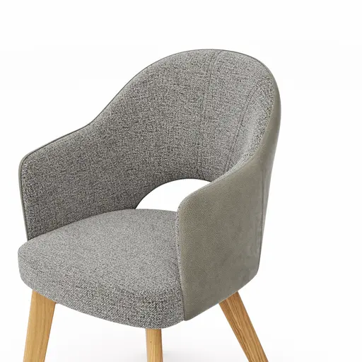 Armlehnenstuhl 5000 - Stoff, Grau und Microfaser Hellgrau