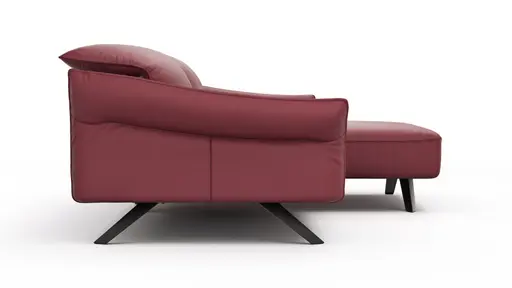 Ecksofa Bormio - 1,5-Sitzer, Longchair rechts, inkl. Kopfteilverstellung, Leder, Weinrot