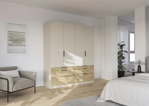 Drehtürenschrank RANI- B ca. 181 cm, Chapmpagner, Eiche Dekor