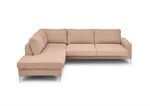 Ecksofa CALM 2.0 - Ecke links mit 2,5-Sitzer, Schlaffunktion mit Bettkasten, Stoff, Pfirsich