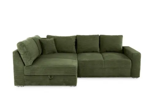 Ecksofa JANIS - 2,5-Sitzer, Ecke rechts inkl. Schlaffunktion, Stoff, Grün