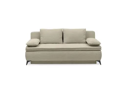 Funktionssofa JUNNIS - Schlaffunktion mit Bettkasten, Stoff, Taupe