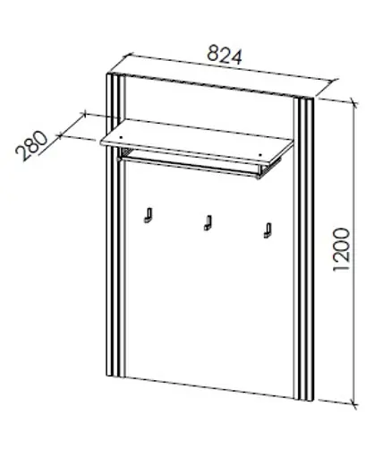 Garderobenpaneel- Eiche Dekor