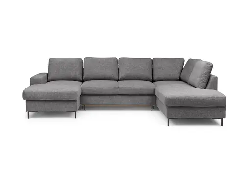 Wohnlandschaft - Longchair links mit 2-Sitzer und Ecke rechts, Stoff, Anthrazit