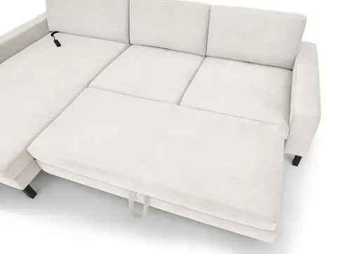 Ecksofa CALM MOVE 2.0 - Longchair links mit 2,5-Sitzer, Schlaffunktion, Feincord, Weiß