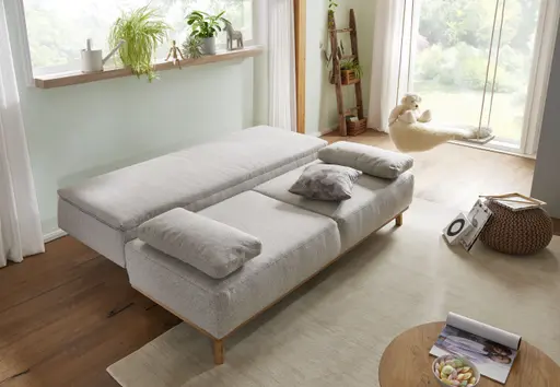 Querschläfer EM Korsika - 2-Sitzer mit Schlaffunktion inkl. Bettkasten, Stoff, Beige