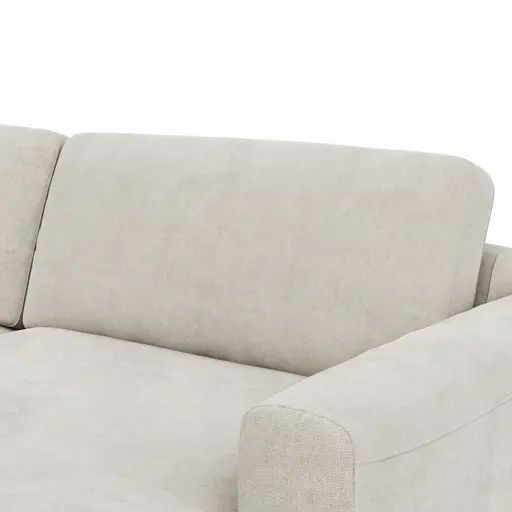 Wohnlandschaft Oviedo - Ecke links mit 2-Sitzer und Longchair rechts, Stoff, Natur