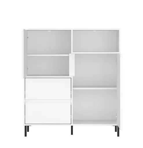 Highboard - B ca. 106 cm, Weiß, Weiß Hochglanz