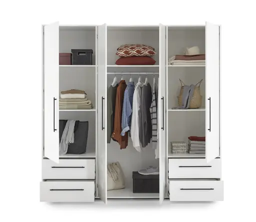 Drehtürenschrank FATHIE- B ca. 206 cm, Weiß