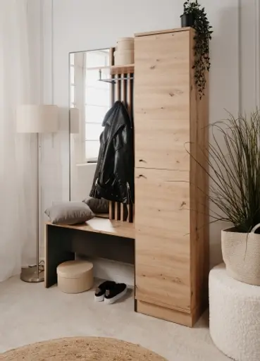 Kompaktgarderobe - Artisan Eiche Nachbildung, Anthrazit