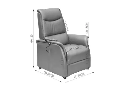 TV-Sessel MARIK - Aufstehhilfe, Relaxfunktion, Kopfteilverstellung, Leder, Dunkelgrau