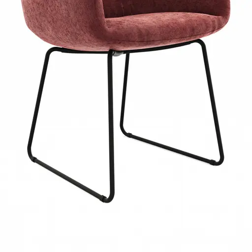 Armlehnstuhl Pelle - Stoff, Weinrot, Kufe, Schwarzgrau