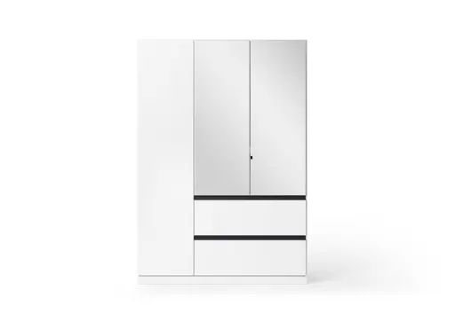 Drehtürenschrank RASA- B ca. 136 cm, Weiß, Spiegel