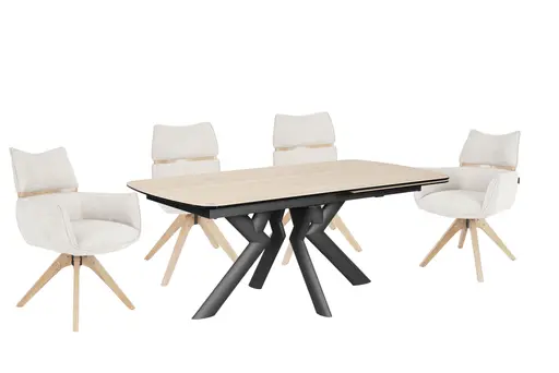 Stuhl MAROU - drehbar, Stoff, Beige