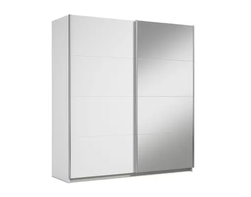 Schwebetürenschrank RUBITO- B ca. 181 cm, Weiß, Spiegel