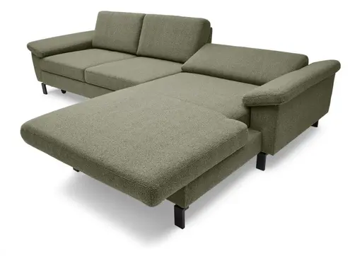 Ecksofa CALM MOVE - Ecke rechts inkl. Schlaffunktion, Microfaser, Grün