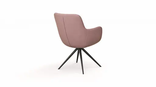 Armlehnstuhl Mis - Leder, Mauve, Gestell, Schwarz