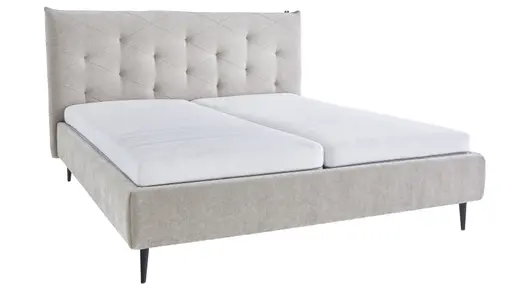 Polsterbett Delia - Liegefläche ca. 180x200 cm, Stoff, Beige