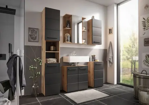 Kommode- Vintage Holz, Schwarz, Matt, Tiefzieh