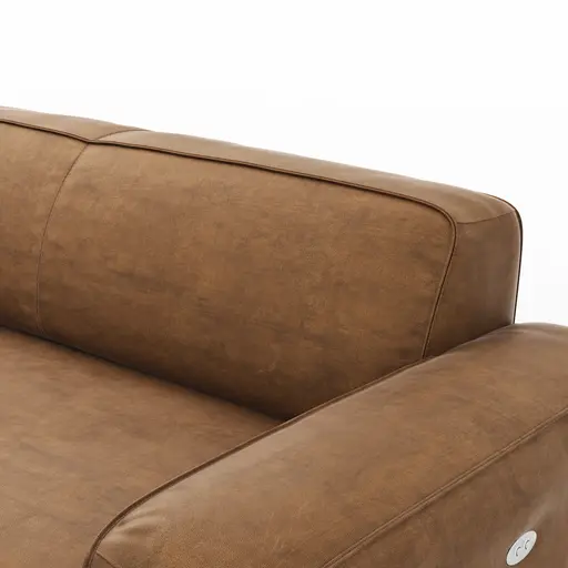 Ecksofa Denver - Longchair links mit 2,5-Sitzer inkl. Sitzvorzug (motorisch), Stoff, Braun