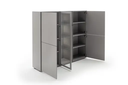 Highboard Casello - BHT ca. 165x144x37 cm, Lack Matt, Kristallgrau