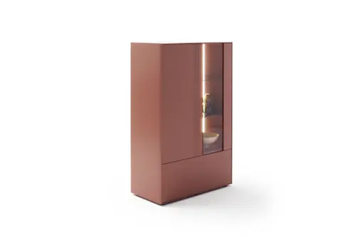 Highboard Colore - mit Beleuchtung, BHT ca. 90x144x45 cm, Lack Samtbeere