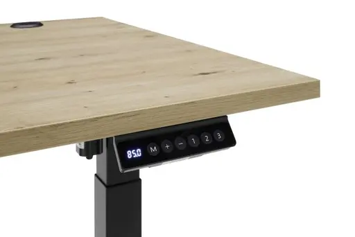 Schreibtisch - höhenverstellbar, LB ca. 160x77 cm, Artisan Eiche Nachbildung, Schwarz