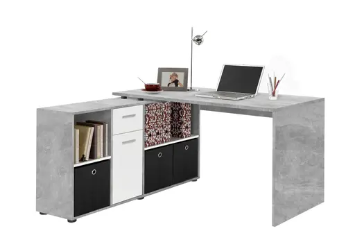 Schreibtisch- LB ca. 136x67 cm, Beton, Weiß