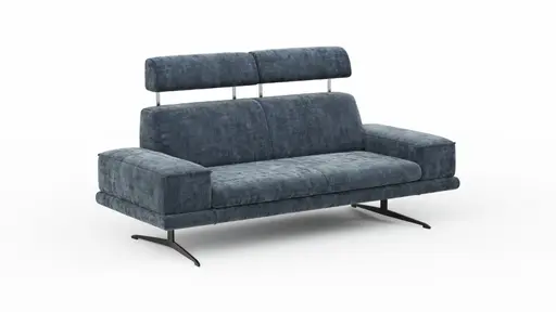 Sofa Hubertus - 2-Sitzer, Kopfstütze verstellbar, Stoff, Blau