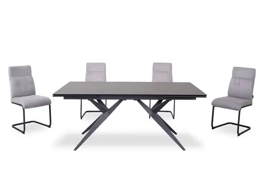 Esstisch MICHELA - ausziehbar, LB ca. 180x95 cm, Glaskeramik, Dunkelgrau