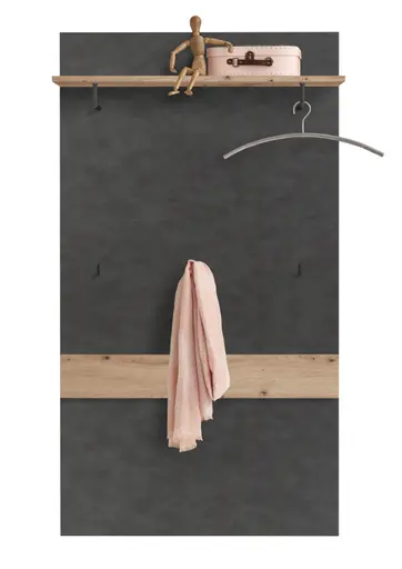 Garderobenpaneel- Grau, Eiche Dekor