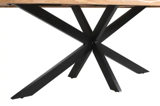 Esstisch - LB ca. 220x100 cm, Akazie massiv, Baumkante, Schwarz