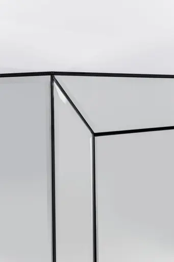 Hochkommode- Weiß, Lackiert, Glas, Verspiegelt