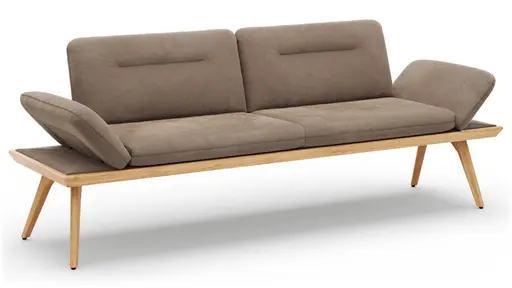 Bank Kamari - Breite ca. 228cm, Seitenteile verstellbar, Stoff, Schlamm