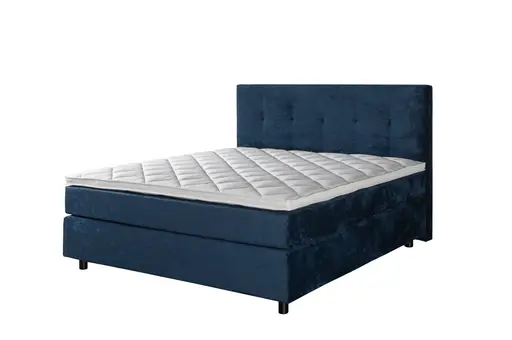 Boxspringbett Premium Line Retro - Liegefläche ca. 180x200 cm, Stoff, Dunkelblau