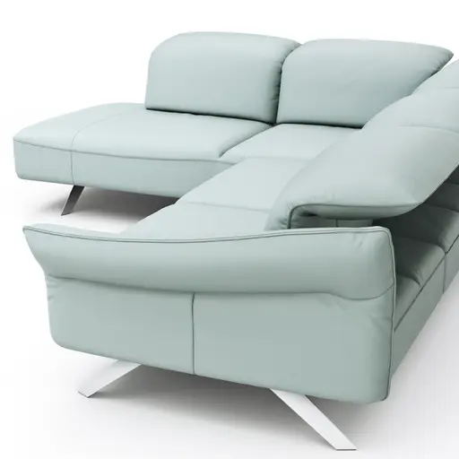 Ecksofa Bormio - Ecke links, 2,5-Sitzer inklusive Kopfteilverstellung, Leder, Jade