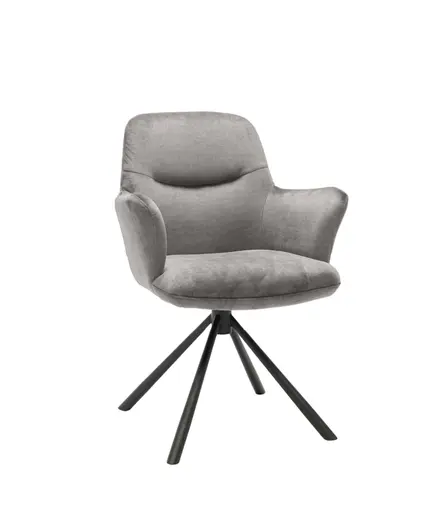 Armlehnstuhl MIRYA - drehbar, Stoff, Silberfarben